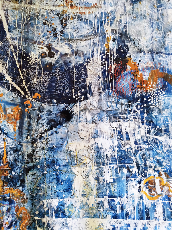 Mixed media: Acrylic, pigment, ink, oil pastel, Fabriano
200cm x 145cm